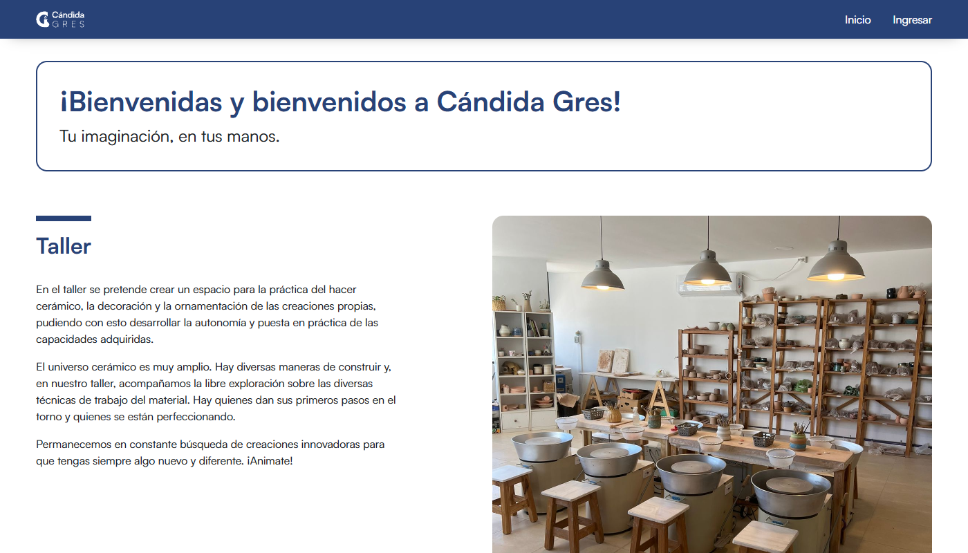 Screenshot from the home page of Candida Gres' website